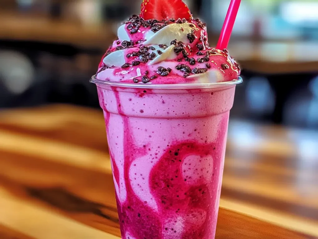 Tropical Frappe, Dragonfruit Smoothie, Strawberry Coconut Frappe, Fruit Frappe Recipe, Refreshing Tropical Drink